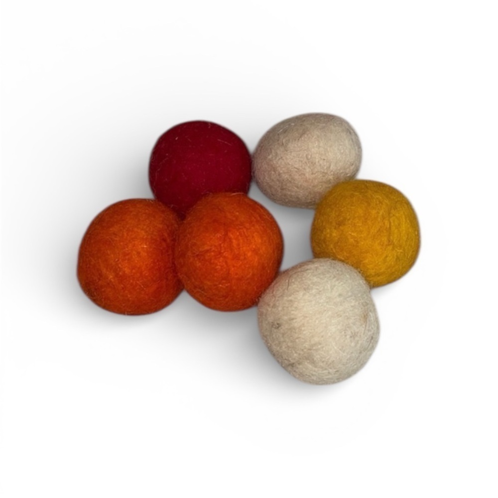 6 small felt cat toy balls great when adding cat nip over them or one NWOT